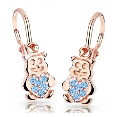 Cutie Jewellery Dětské náušnice z růžového zlata Medvídci C2751-10-X-4 světle modrá