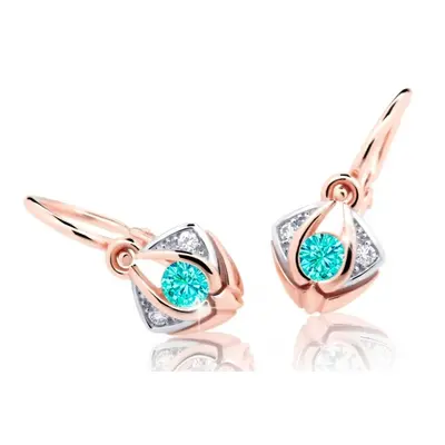 Cutie Jewellery Krásné dětské náušnice z růžového zlata C2217-10-X-4 světle zelená