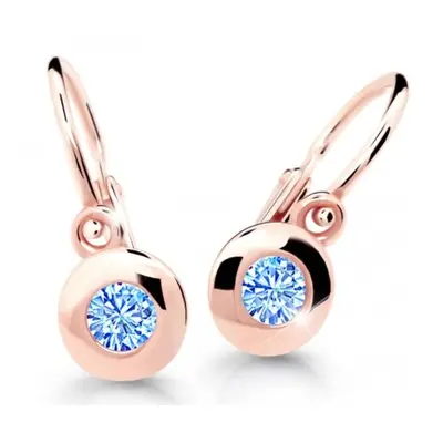 Cutie Jewellery Dětské náušnice z růžového zlata C2589-10-X-4 světle modrá