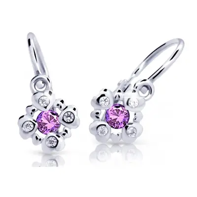 Cutie Jewellery Třpytivé dětské náušnice z bílého zlata C2253-10-X-2 fialová