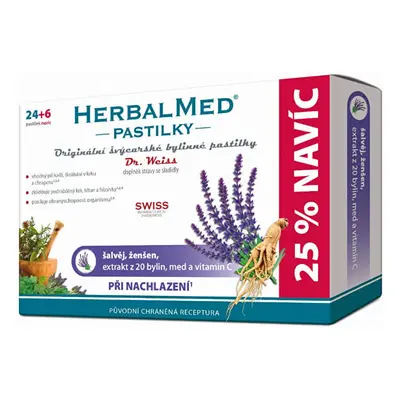 Simply You HerbalMed pastilky Dr. Weiss při nachlazení 24 pastilek + 6 pastilek ZDARMA