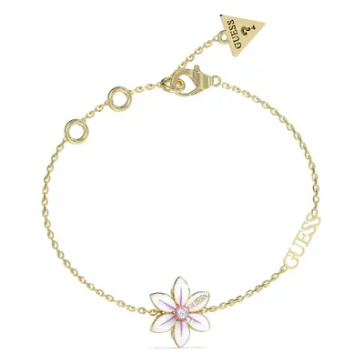 Guess Krásný pozlacený náramek s květinou White Lotus JUBB04134JWYGWH 18,5 cm