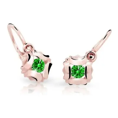 Cutie Jewellery Slušivé dětské náušnice z růžového zlata C2216-10-X-4 zelená