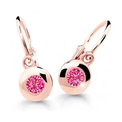 Cutie Jewellery Dětské náušnice z růžového zlata C2589-10-X-4 fuchsiová