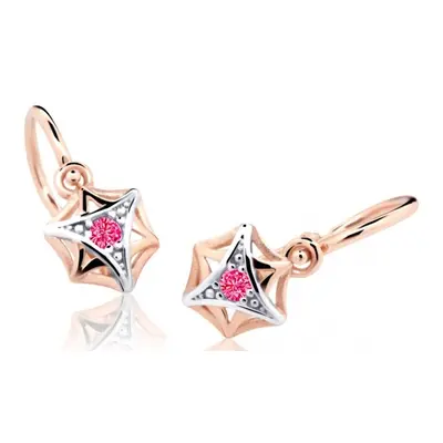 Cutie Jewellery Dětské náušnice z růžového zlata C2209-10-X-4 fuchsiová