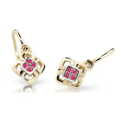 Cutie Jewellery Dětské bicolor náušnice ze žlutého zlata C2240-10-X-1 fuchsiová