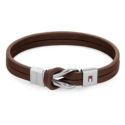 Tommy Hilfiger Moderní náramek z hnědé kůže Braided Knot 2790441