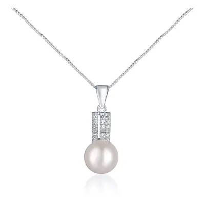 JwL Luxury Pearls Elegantní náhrdelník s pravou perlou a zirkony JL0645 (řetízek, přívěsek)