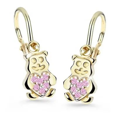 Cutie Jewellery Dětské náušnice ze žlutého zlata Medvídci C2751-10-X-1 růžová