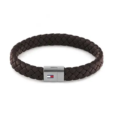 Tommy Hilfiger Tmavě hnědý kožený náramek s ocelovým zapínáním 2790330