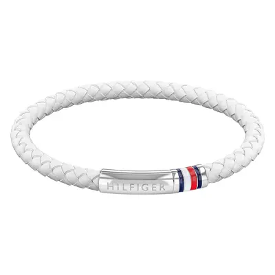 Tommy Hilfiger Bílý kožený náramek s ocelovým zapínáním