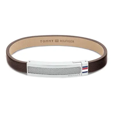 Tommy Hilfiger Moderní hnědý kožený náramek