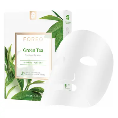 Foreo Očišťující plátýnková maska pro smíšenou pleť Green Tea (Purifying Sheet Mask) 3 x 20 g