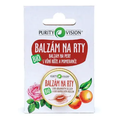 Purity Vision Pečující BIO balzám na rty s vůní růže a pomeranče 12 ml