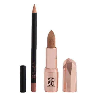 SOSU Cosmetics Sada na rty se rtěnkou a konturovací tužkou Let Them Talk Nudist (Lip Kit)