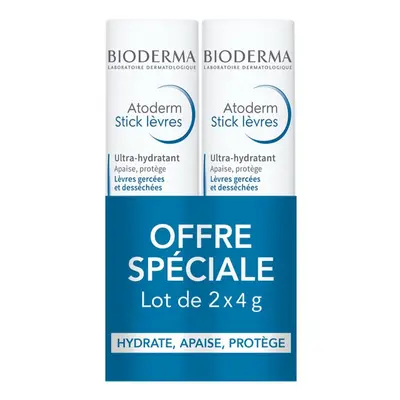 Bioderma Sada péče na suché a popraskané rty Atoderm 2 x 4 g