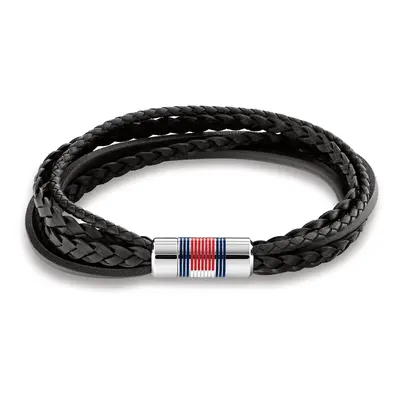 Tommy Hilfiger Luxusní pánský náramek z černé kůže Multi Layer 2790426