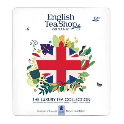 English Tea Shop Dárková sada Union Jack bílá v plechové kazetě BIO 72 sáčků