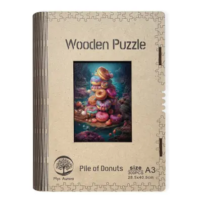 Wooden puzzle Pile of Donuts A3