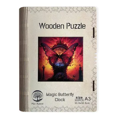 Wooden puzzle Magic Butterfly Clock A3