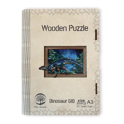 Wooden puzzle Dinosaur A3 GID - svítící ve tmě