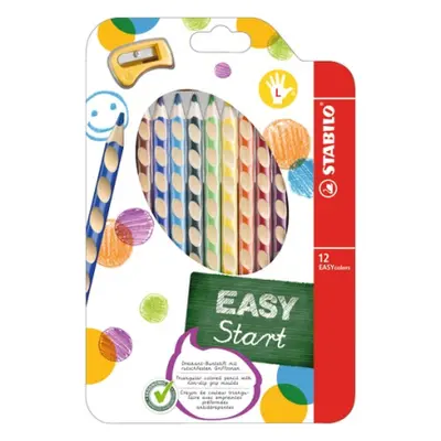 Ergonomické pastelky pro leváky - STABILO EASYcolors - 12 ks sada s ořezávátkem - 12 různých bar