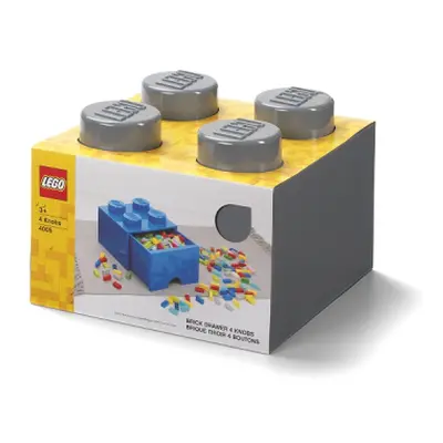 LEGO úložný box 4 s šuplíkem - tmavě šedá