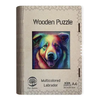 Wooden puzzle Multicolored Labrador A4