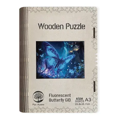 Wooden puzzle Fluorescent Butterfly A3 GID - svítící ve tmě