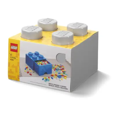 LEGO úložný box 4 s šuplíkem - šedá