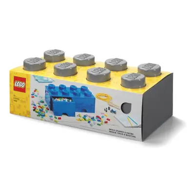 LEGO úložný box 8 s šuplíky - tmavě šedá