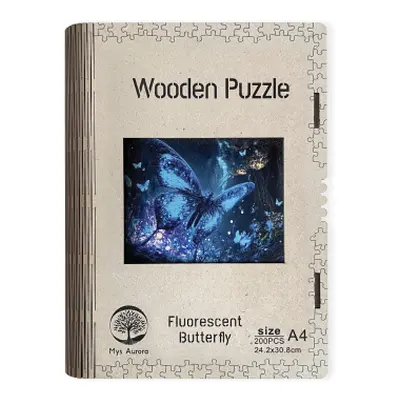 Wooden puzzle Fluorescent Butterfly A4