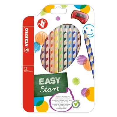 Ergonomické pastelky pro praváky - STABILO EASYcolors - 12 ks sada s ořezávátkem - 12 různých ba