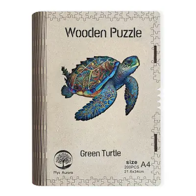 Wooden puzzle Green Turtle A4