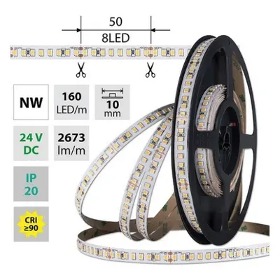 LED pásek McLED 24V neutrální bílá CRI90 š=10mm IP20 19,2W/m 160LED/m SMD2835 ML-126.887.60.2