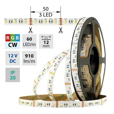 LED pásek McLED 12V RGBW CW studená bílá 12mm IP20 19,2W/m ML-123.634.60.0 (5m)