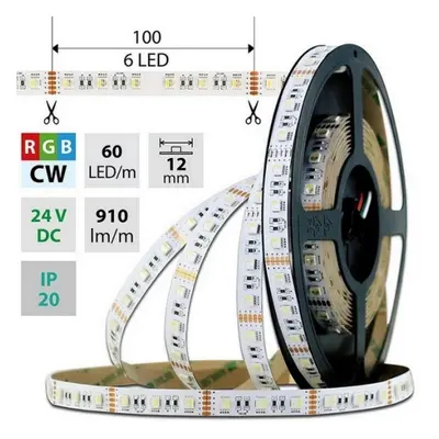 LED pásek McLED 24V RGBW CW studená bílá 12mm IP20 19,2W/m ML-128.634.60.2