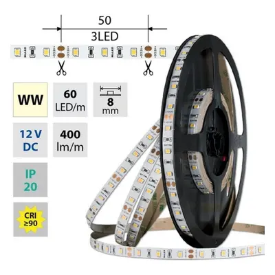 LED pásek McLED 12V teplá bílá CRI90 š=8mm IP20 4,8W/m 60LED/m SMD2835 ML-121.831.60.2