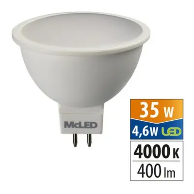 LED žárovka GU5,3 MR16 McLED 4,6W (35W) neutrální bílá (4000K), reflektor 12V 100° ML-312.159.87