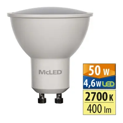 LED žárovka GU10 McLED 4,6W (35W) teplá bílá (2700K), reflektor 100° ML-312.148.87.0