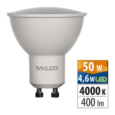 LED žárovka GU10 McLED 4,6W (35W) neutrální bílá (4000K), reflektor 100° ML-312.149.87.0