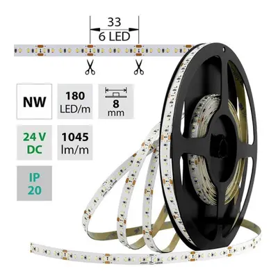 LED pásek McLED 24V neutrální bílá š=8mm IP20 12W/m 180LED/m SMD2216 ML-126.734.60.0