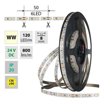 LED pásek McLED teplá bílá 24V 9,6W/m CRI90 š=8mm ML-126.840.60.0 (5m)