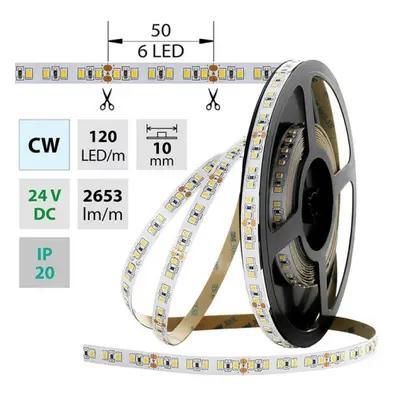 LED pásek McLED 24V studená bílá š=10mm IP20 28,8W/m 120LED/m SMD2835 ML-126.705.60.0