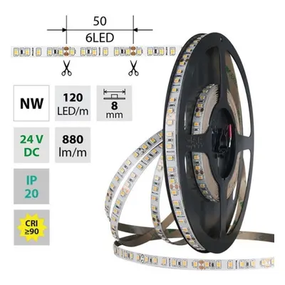 LED pásek McLED 24V neutrální bílá CRI90 š=8mm IP20 9,6W/m 120LED/m SMD2835 ML-126.839.60.2