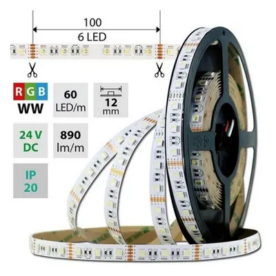 LED pásek McLED 24V RGBW WW teplá bílá 12mm IP20 19,2W/m ML-128.635.60.2