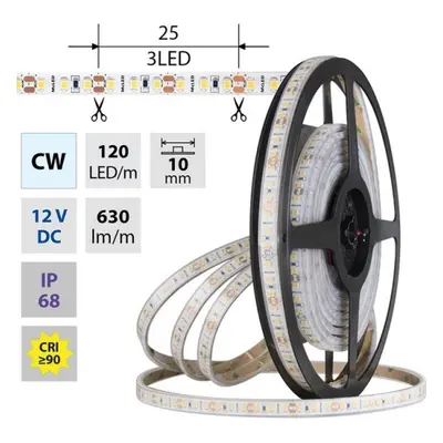 LED pásek McLED 12V studená bílá š=10mm IP68 9,6W/m 120LED/m SMD2835 ML-121.866.60.0