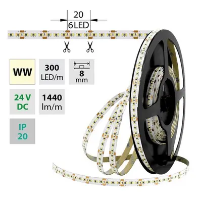 LED pásek McLED 24V teplá bílá š=8mm IP20 18W/m 300LED/m SMD2216 ML-126.736.60.0