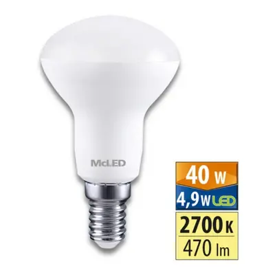 LED žárovka E14 McLED R50 4,9W (40W) teplá bílá (2700K), reflektor 120° ML-317.004.87.0