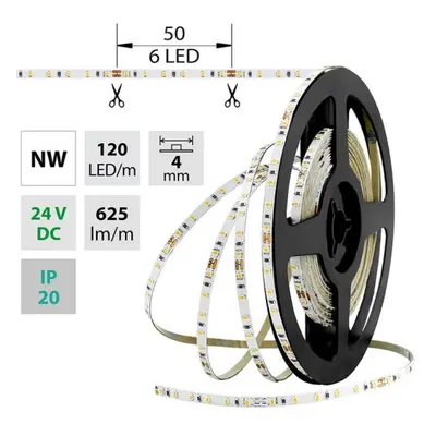 LED pásek McLED 24V neutrální bílá š=4mm IP20 7,2W/m 120LED/m SMD2216 ML-126.731.60.0